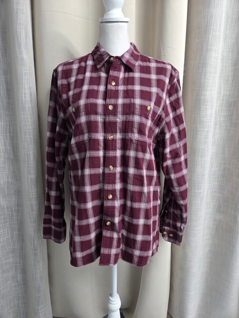 Alesbury Men's Burgundy Plaid Campcore Lumberjack 90s Grunge Shirt Slim Size M